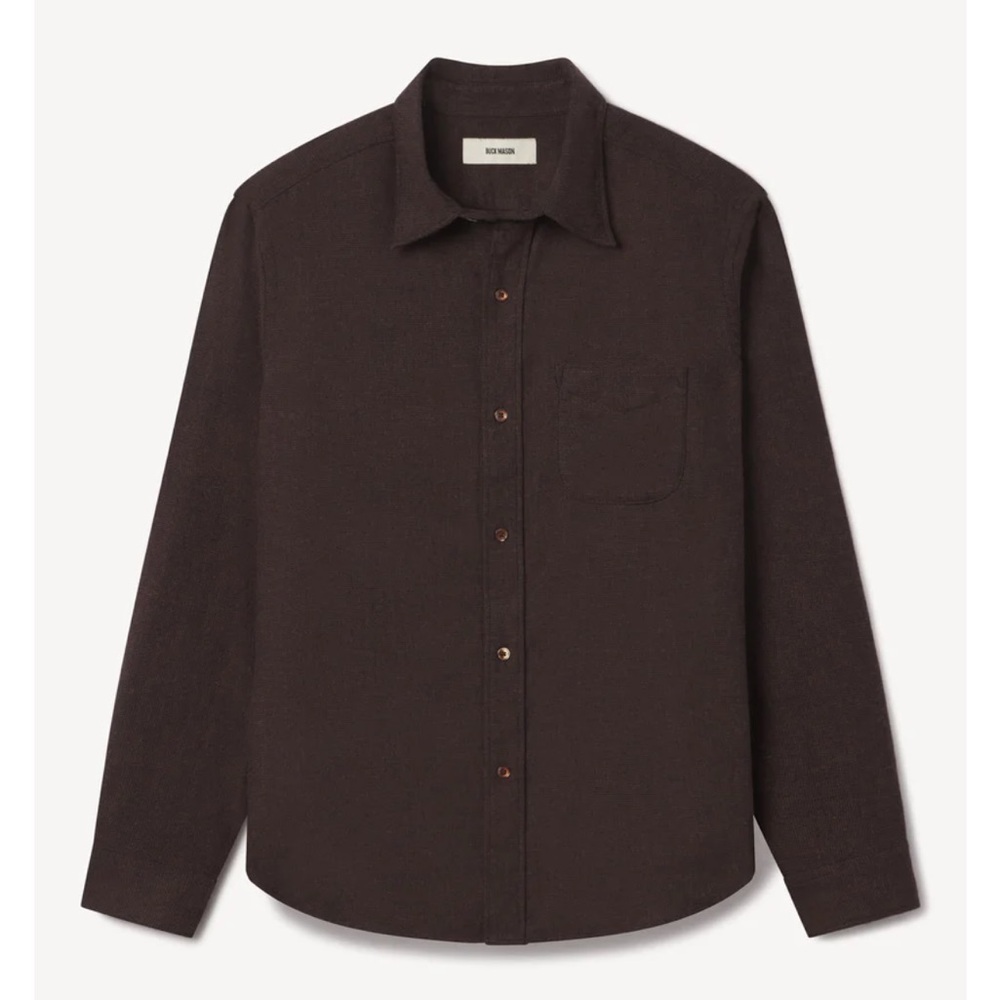Buck Mason PACIFIC TWILL FLANNEL ONE POCKET SHIRT XS in Hearthstone Nailhead
